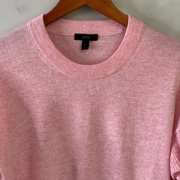 J Crew NWOT Ruffle Sleeve Sweater Wool Blend Pullover Ballet Girl Barbie Pink - Picture 7 of 16